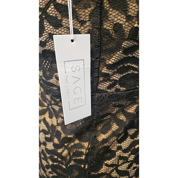NWT Sage the Label Assymetric Lace Black Dress Size Small - Picture 9 of 13